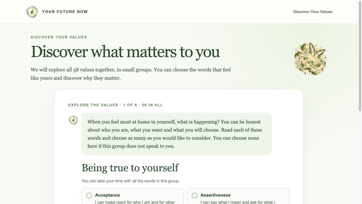 Discover Your Values interactive tool